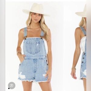 Show Me Your MuMu Denim Distressed Overalls